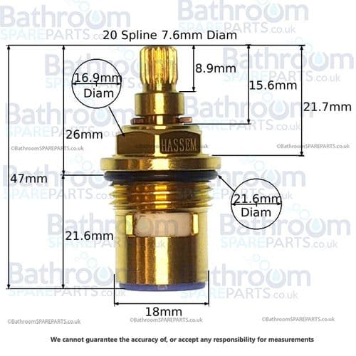 Cassellie RVRD02 On Off Cartridge Clockwise Close Ceramic Disc Cartridge COMP072