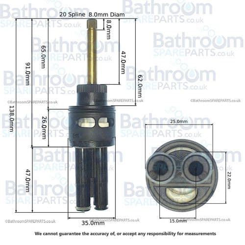 Cassellie SK3639 Shower Valve Flow Cartridge for SK006 Valve COMP002