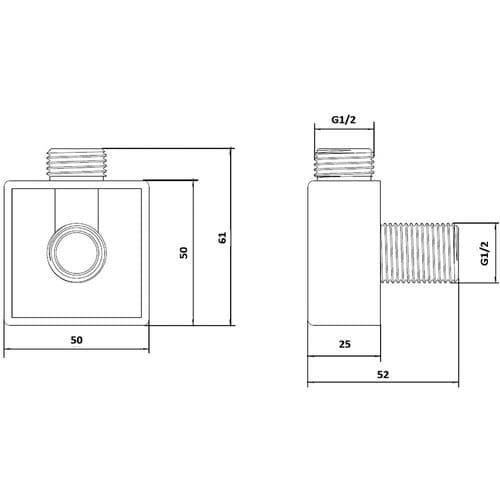 Cassellie Square Shower Outlet Elbow ELBSQ1
