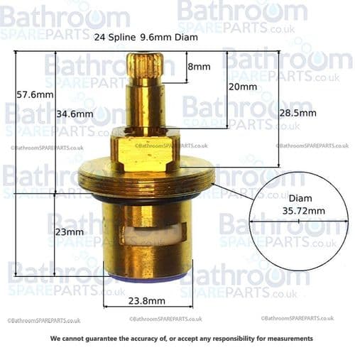 Cassellie TBV06 Clockwise Open Diverter Cartridge COMP057