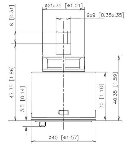 CICE Optima 40mm  5 way Divertor Mono disc Cartridge OP40DI5