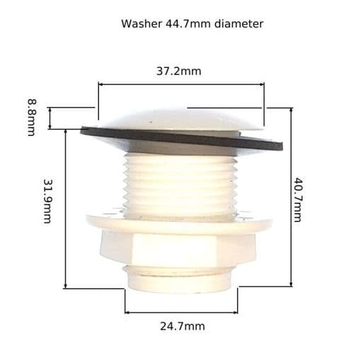 Cistern Overflow Hole Stopped White with Nut 25mm to suit 3/4" Hole F020WH