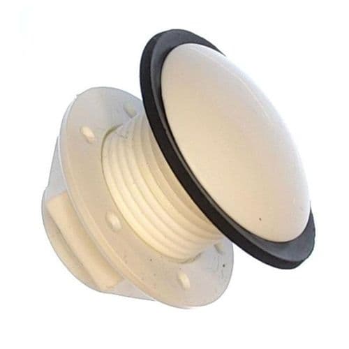Cistern Overflow Hole Stopped White with Nut 25mm to suit 3/4" Hole F020WH