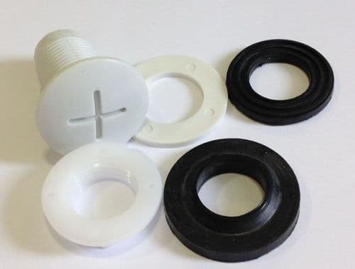 Cistern Overflow Hole Stopped White with Nut 32mm to suit 1/2" Hole EBB001