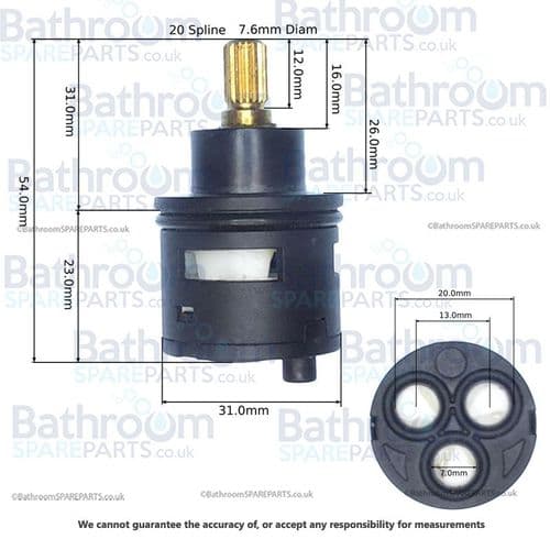 CITEC 3-Way 31mm Diverter Cartridge - 20 Spline  CT345