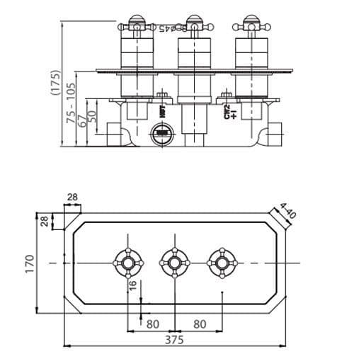 Crosswater Belgravia Crosshead Thermostatic Shower Valve 3 Control ...