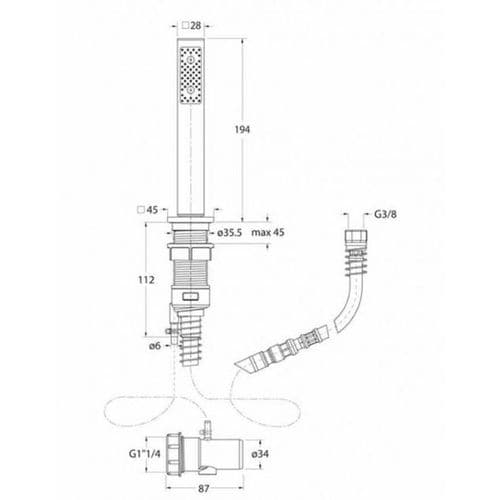 Crosswater Follow Me Square Shower Handset And Hose SK822C
