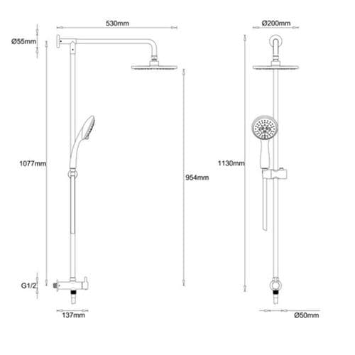 Crosswater Fusion Shower Diverter with Fixed Head & Three Mode Hand Shower MB505RM