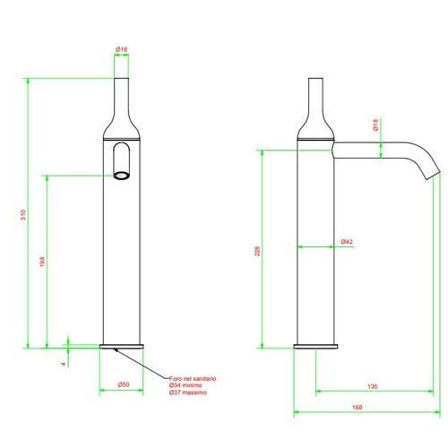 Crosswater Lavabo Alto Tall Basin Mixer Tap 112DNC