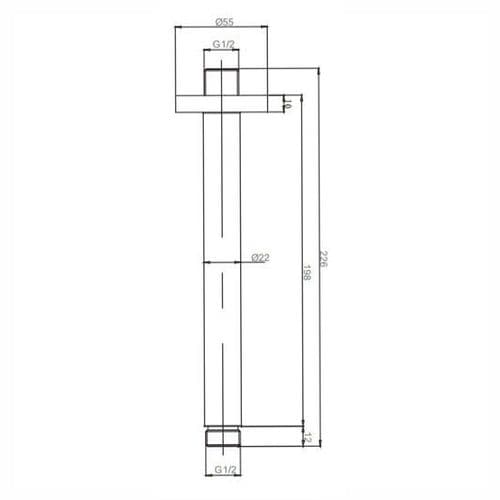 Crosswater Round Ceiling Mounted Shower Arm 200mm Brushed Brass PRO689F