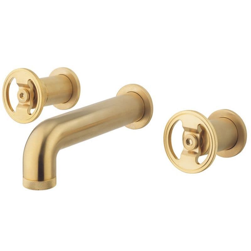 Crosswater Union Brass Hole Wall Mounted Basin Set Wheel Handles ...