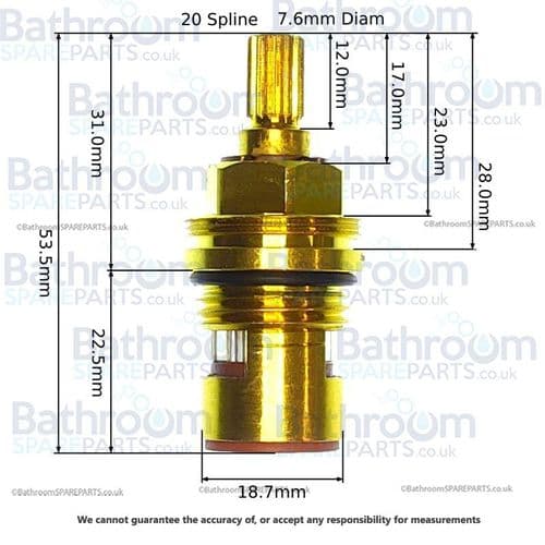 Damixa Ceramic Clockwise Close 1/2 Turn Flow Control Cartridge 3752700