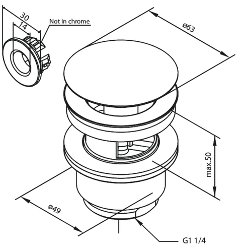 Damixa Click Function Graphite Grey PVD Waste 238505500