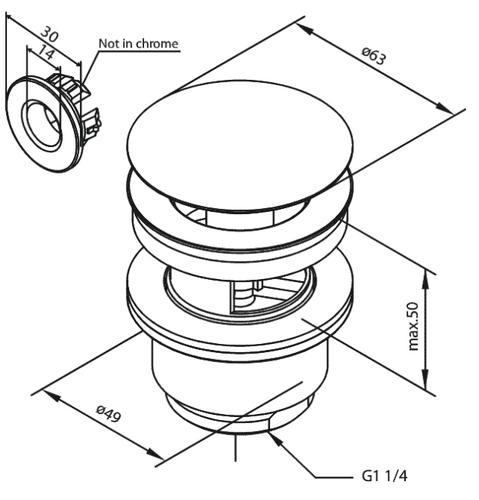 Damixa Click Function Polished Copper PVD Waste 238508000