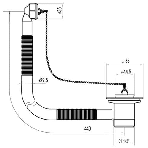 Deva 1 1/2" Sink Wastes With Overflow Chrome FOV412