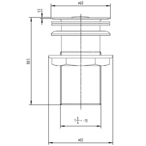Deva 1 1/4" Basin Unslotted Press Top Waste Chrome WST12CP