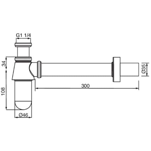 Deva 1 1/4" Bottle Trap With Wall Extension Gold TCP625/501