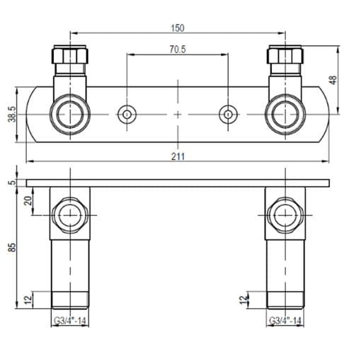 Deva Rear Wall Brass Fixing Plate Chrome SPE16