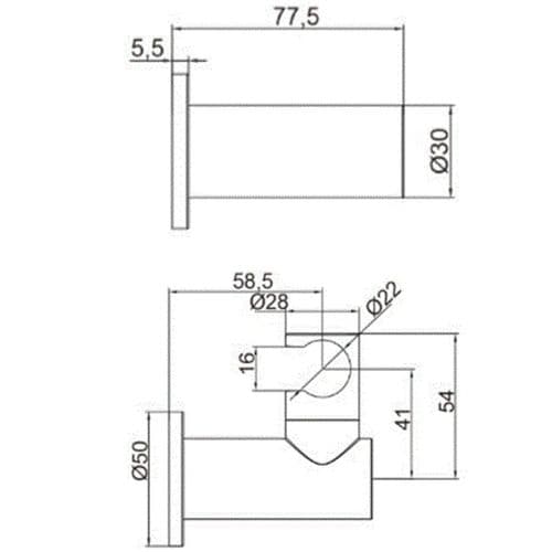 Deva Round Parking Bracket Chrome RPB
