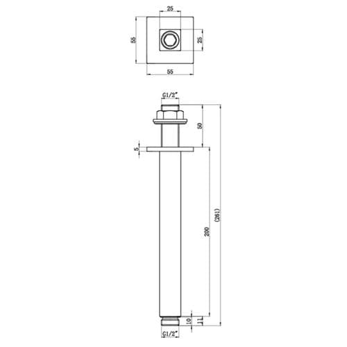 Deva Square Ceiling Shower Arm 20cm ARMC04