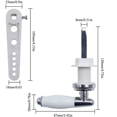 Dofu Toilet Lever Cistern Handle Replacement with Ceramic Handle Chrome B09GLNCMSY