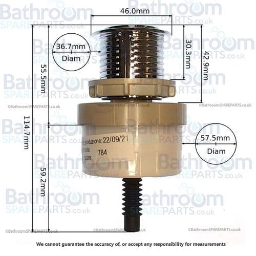 Dudley Petite 46mm Single Flush Chrome Plated Push Button Air Operated 320185