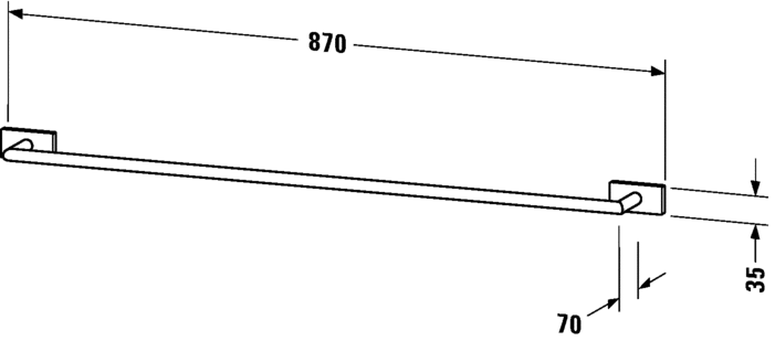 Duravit Karree 870mm Chrome Bath Towel Rail - 0099601000
