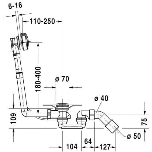 Duravit Waste And Overflow For D-Code Bathtubs With Side OverFlow 790225000001000