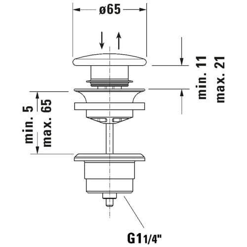 Duravit White Ceramic 65mm Push-Open Waste 0050790000