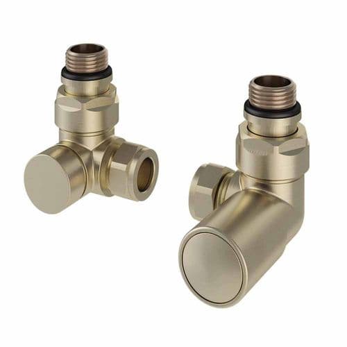 Eastbrook Brushed Brass Corner Radiator Valves Pair 41.0611