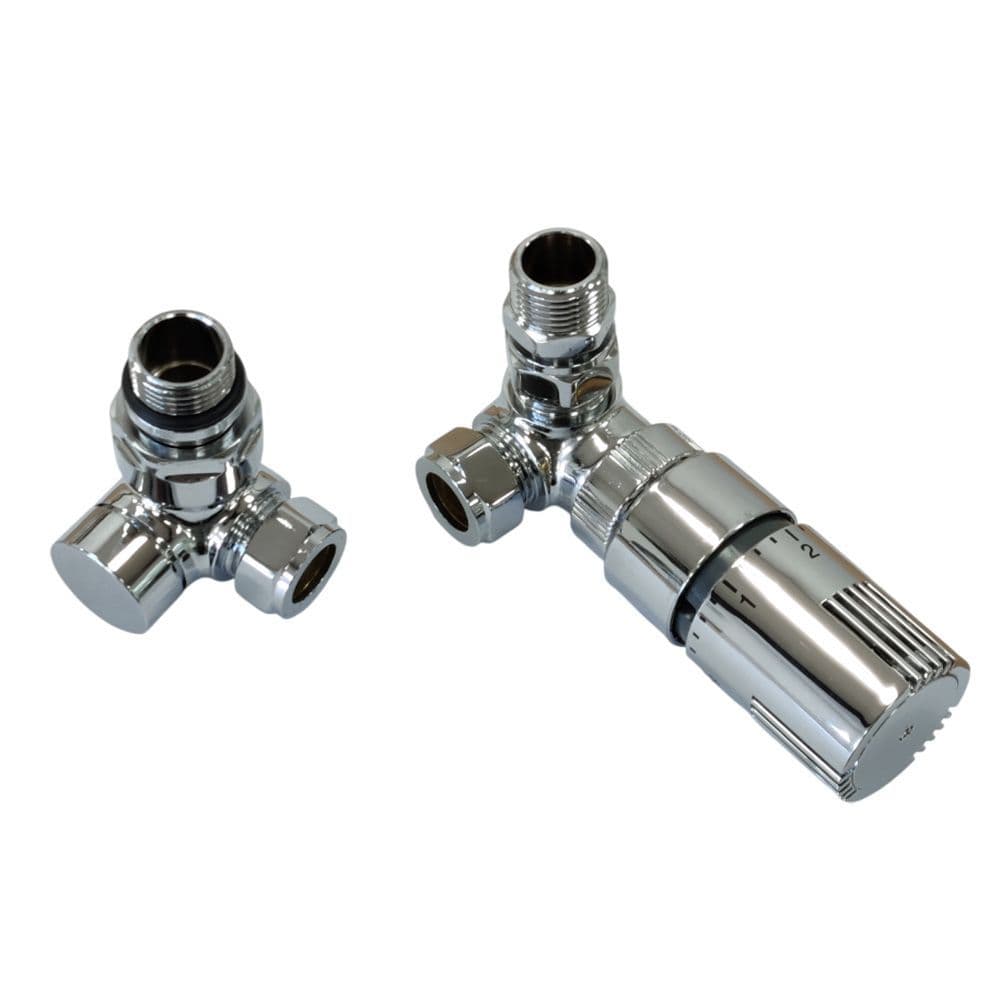 Eastbrook Old Style Corner TVR & Locksheild Radiator Valves pair Chrome ...
