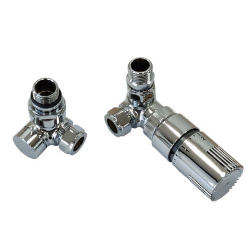 Eastbrook Old Style Corner TVR & Locksheild Radiator Valves (pair) Chrome 12.045OLDStyle