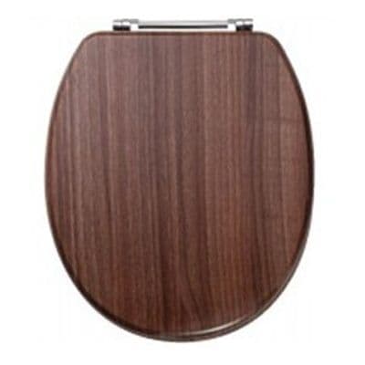 Eastbrook Sherwood Soft Close Toilet Seat & Cover Dark Walnut With Chrome Hinges 34.01205