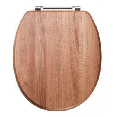 Eastbrook Sherwood Soft Close Toilet Seat & Cover Light Walnut with Chrome Hinges 34.01204
