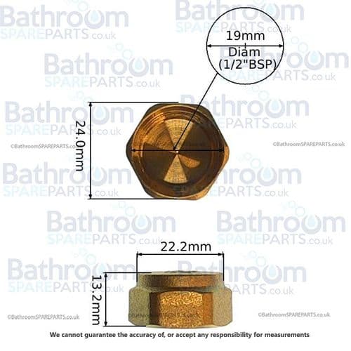 Ebaths 1/2" BSP Brass Cap CAP005