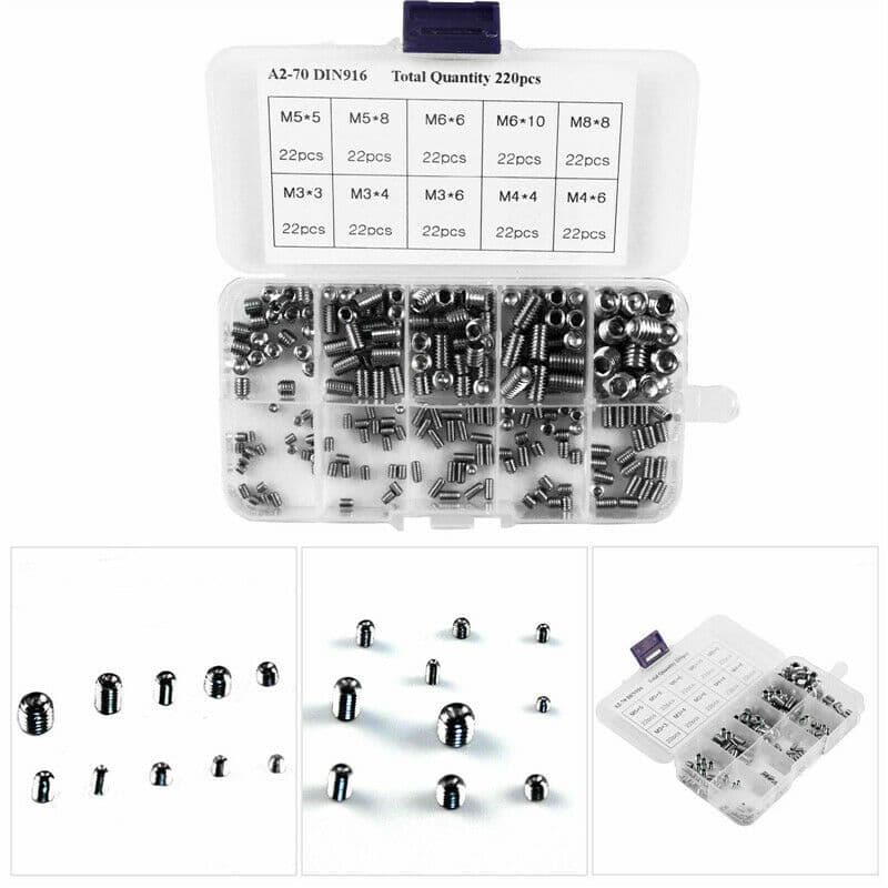Ebaths 220 Piece Stainless Steel Grub Screw Kit EBGRUBSCREWKIT
