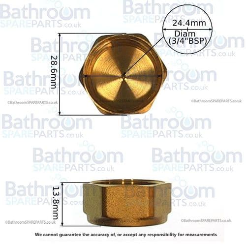 Ebaths 3/4" BSP Brass Cap CAP010