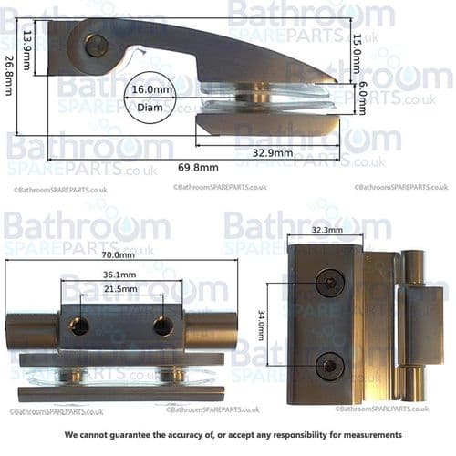 Ebaths Shower Door Hinge Pair EBHINGE03
