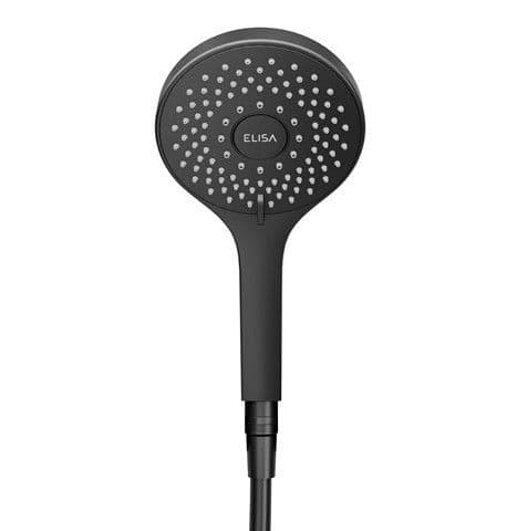 Elisa 130mm 3 spray Vita Shower Head Matt Black ACC002MB