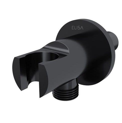 Elisa Round Outlet & Handshower Holder Matt Black ACC013MB