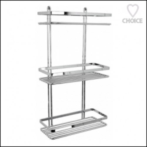 EuroShowers Satina Chrome 3-Tier Rectangle Basket 56590
