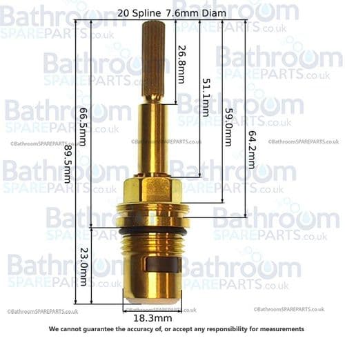 Fantini Aqcuazzura Replacement Clockwise Close Valve Stem 90009431