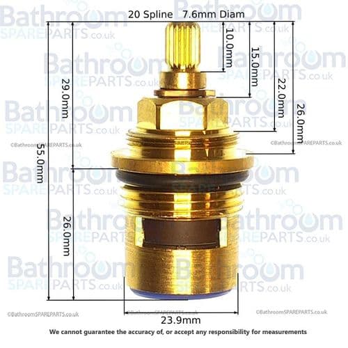 Fantini AR/38 Replacement 3/4'' Clockwise Close Bath Mixer Cartridge 90009150