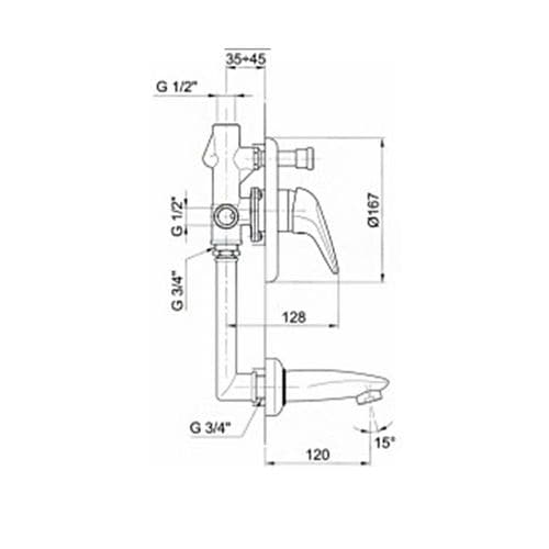 Fantini Atlantico Complete Single Lever Built-in Bath Mixer  78021522