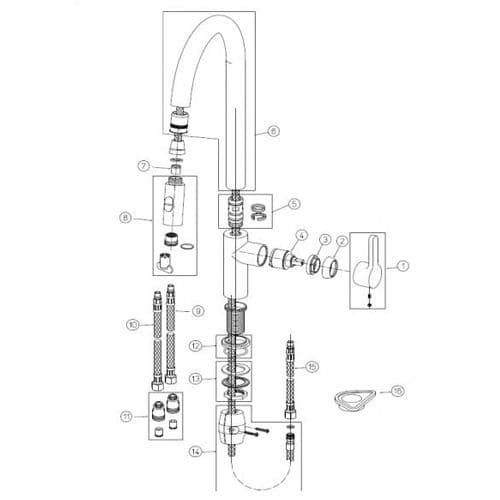 Franke Arena Silk Steel Kitchen Tap Spare Parts 115.0158.970