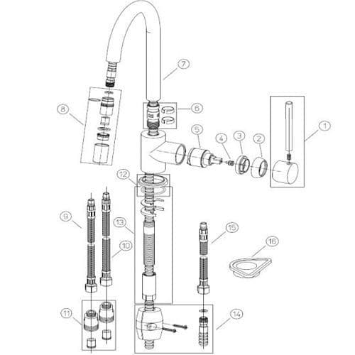 Franke Aria Chrome Kitchen Tap Spare Parts 115.0158.974