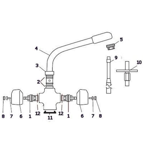 Franke Danube Chrome Kitchen Tap Spare Parts 115.0049.975