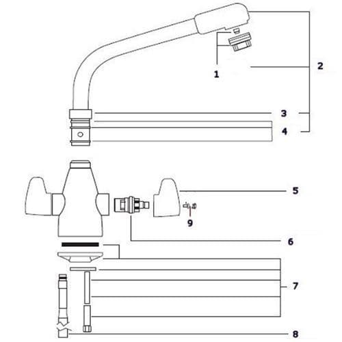 Franke Davos SM Chrome Kitchen Tap Spare Parts 115.0046.694