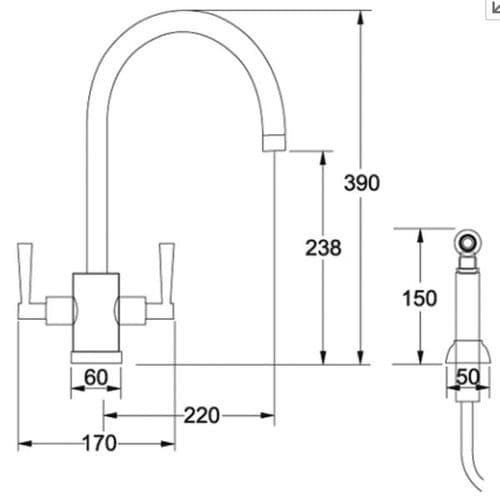 Franke Olympus Side Spray Chrome Kitchen Tap Spare Parts 115.0051.538
