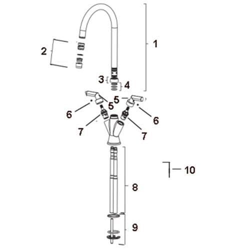 Franke Vesta Chrome Kitchen Tap Spare Parts 115.0311.216